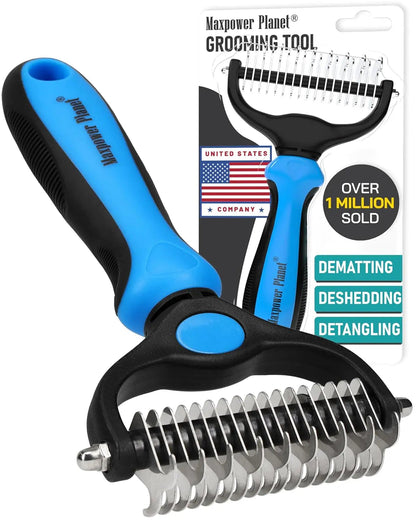Maxpower Dual-Sided Pet Grooming Rake for Dogs & Cats – Dematting Tool