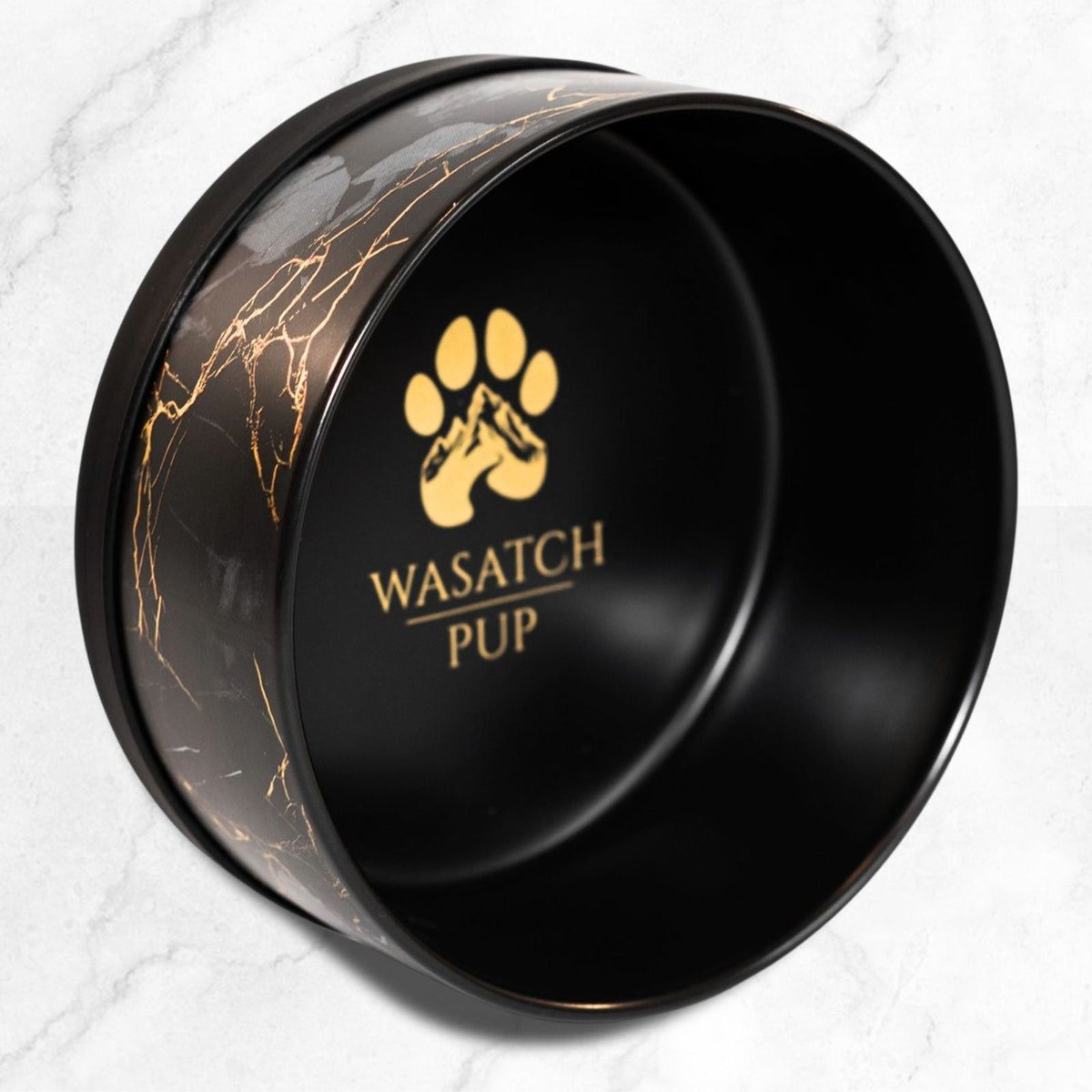 Limited Edition Black & Gold Marble Ceramic Dog Bowl